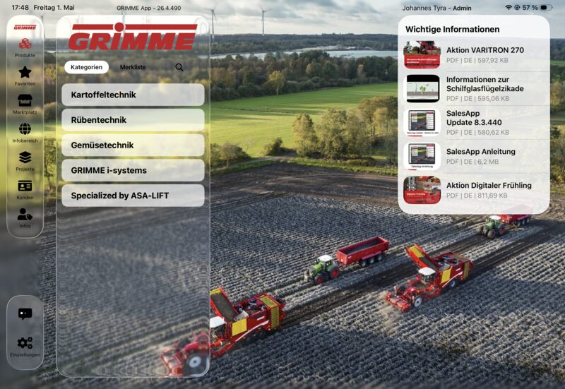 Grimme SalesApp Screenshot